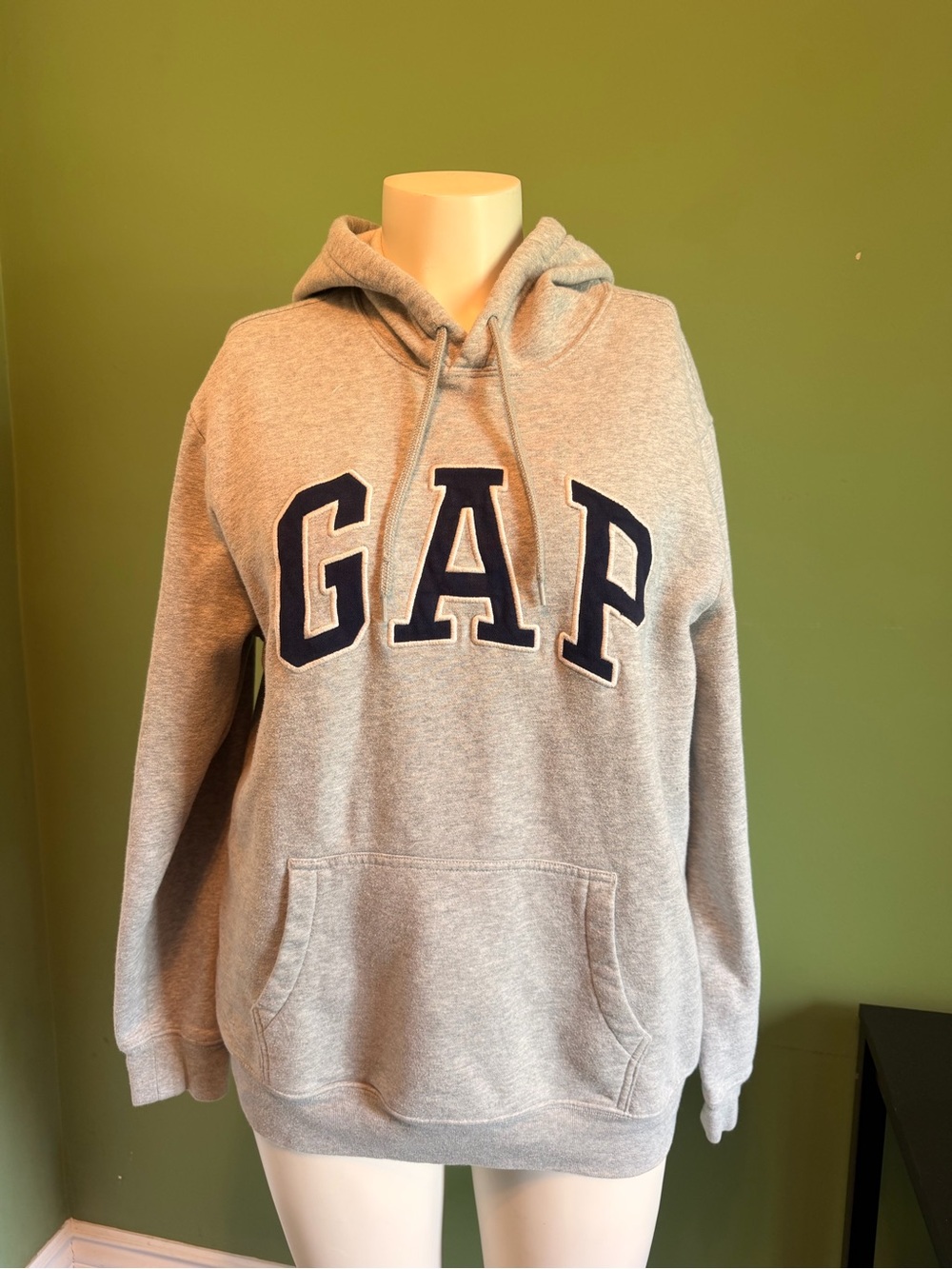 GAP Unisex Light Gray Hoodie with Navy Logo